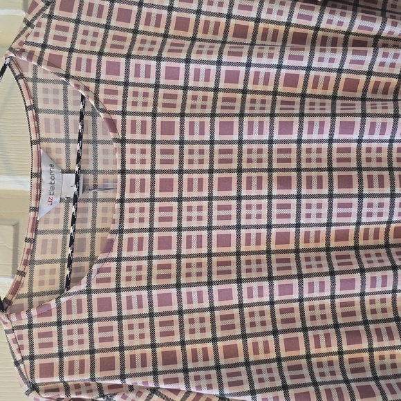 LIZ CLAIBORNE WOMEN'S ROSE AND PURPLE PLAID PULLOVER TOP SIZE LARGE - Picture 7 of 15